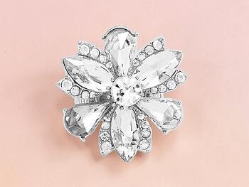 Clear Marquise Flower Glass Stone Stretch Cocktail Ring